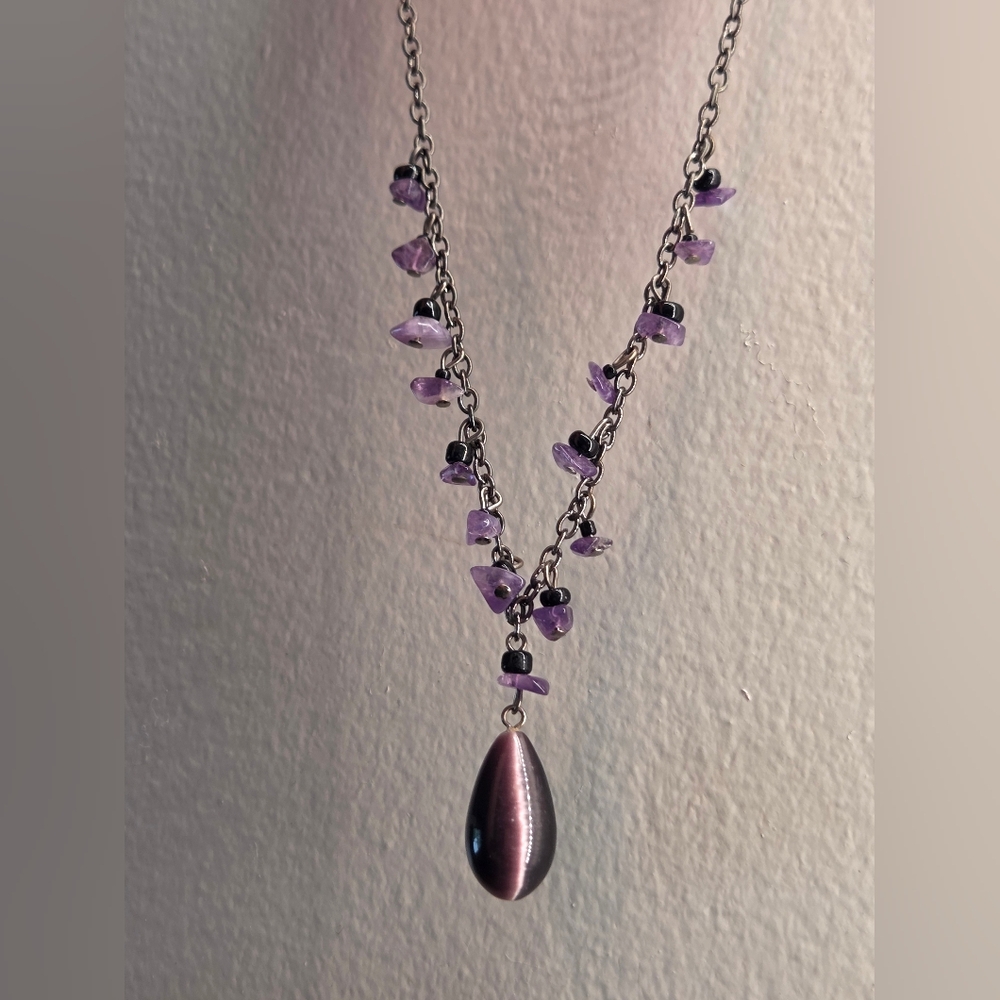 Elegant Purple and Black Beaded Necklace